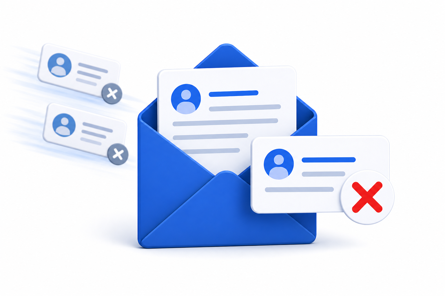 Illustration showing generic emails getting ignored in inbox