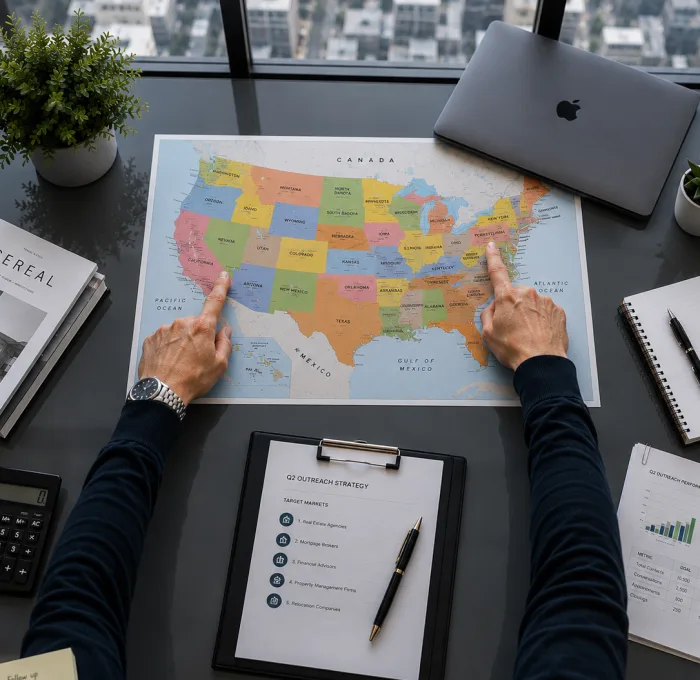 Map of the United States representing state and national campaign reach