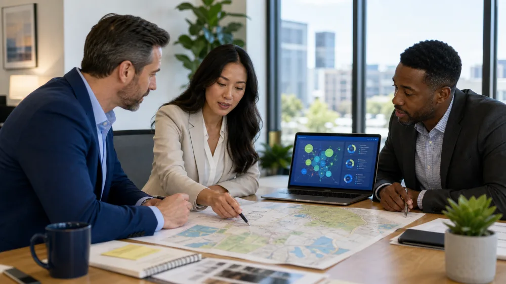 Mortgage, real estate, and title professionals collaborating around market signals